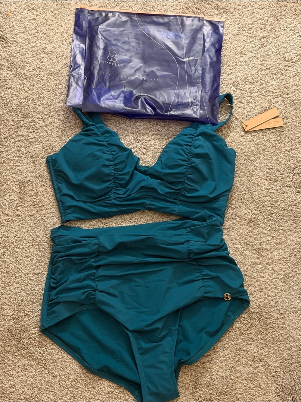 Seafolly Teal Ruched Bikini Top size L